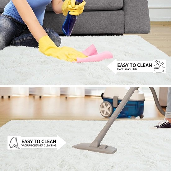 Super Soft Fluffy Rug, Indoor Home Decor Rug with Non-Slip Bottom, Cream White, 3 X 5 Feet