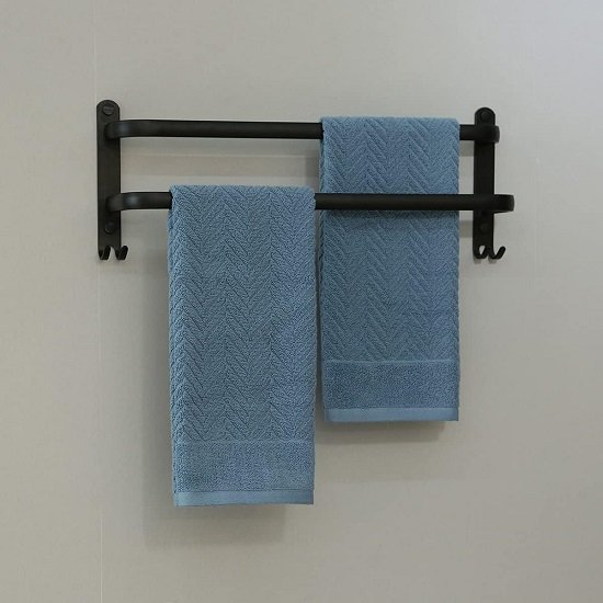 Blue Hand Towels Set of 2 100% Cotton Terry Stripe Patterned Super Soft Absorbent Hand Towels, 13 X 29 Inches