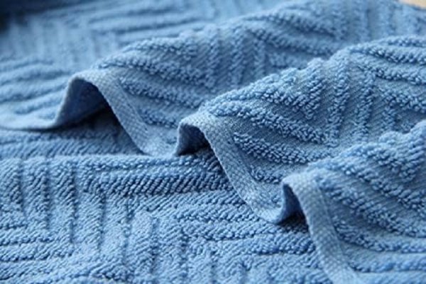 Blue Hand Towels Set of 2 100% Cotton Terry Stripe Patterned Super Soft Absorbent Hand Towels, 13 X 29 Inches