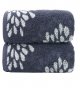 Hand Towels Set of 2 Hydrangea Floral Pattern 100% Cotton Absorbent Soft Decorative Towel for Bathroom (Denim Blue)