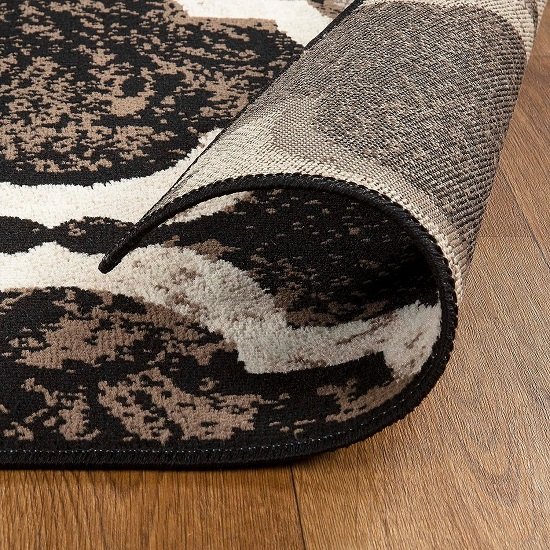 Indoor area rug with jute backing, modern geometric plaid floor decor, 3" x 5", Chocolate