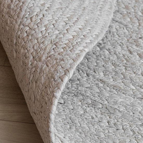 3 Ft Round Jute Area Rugs Off White Dyed Natural Fibers Carpet Area Rug for Living Room, Hallways