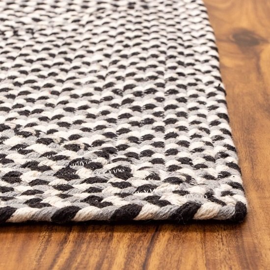 Tricolor Woven Cotton Rug - Buffalo Check Black, White, Gray 2' X 3' Rectangle