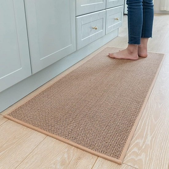 Kitchen Rug Non-Slip Washable, Absorbent Kitchen Rug, Sink Front (Beige, 20" x 47")