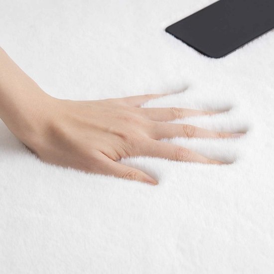 Super Soft Faux Rabbit Fur Rug, Bedroom Floor Sofa Living Room Area Rug, White 2 x 6 Feet