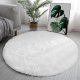 4x4 soft white round modern fluffy rug